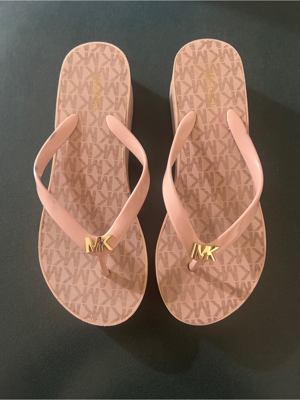 Michael Kors Blush Pink MK Logo Flip Flop Sandals